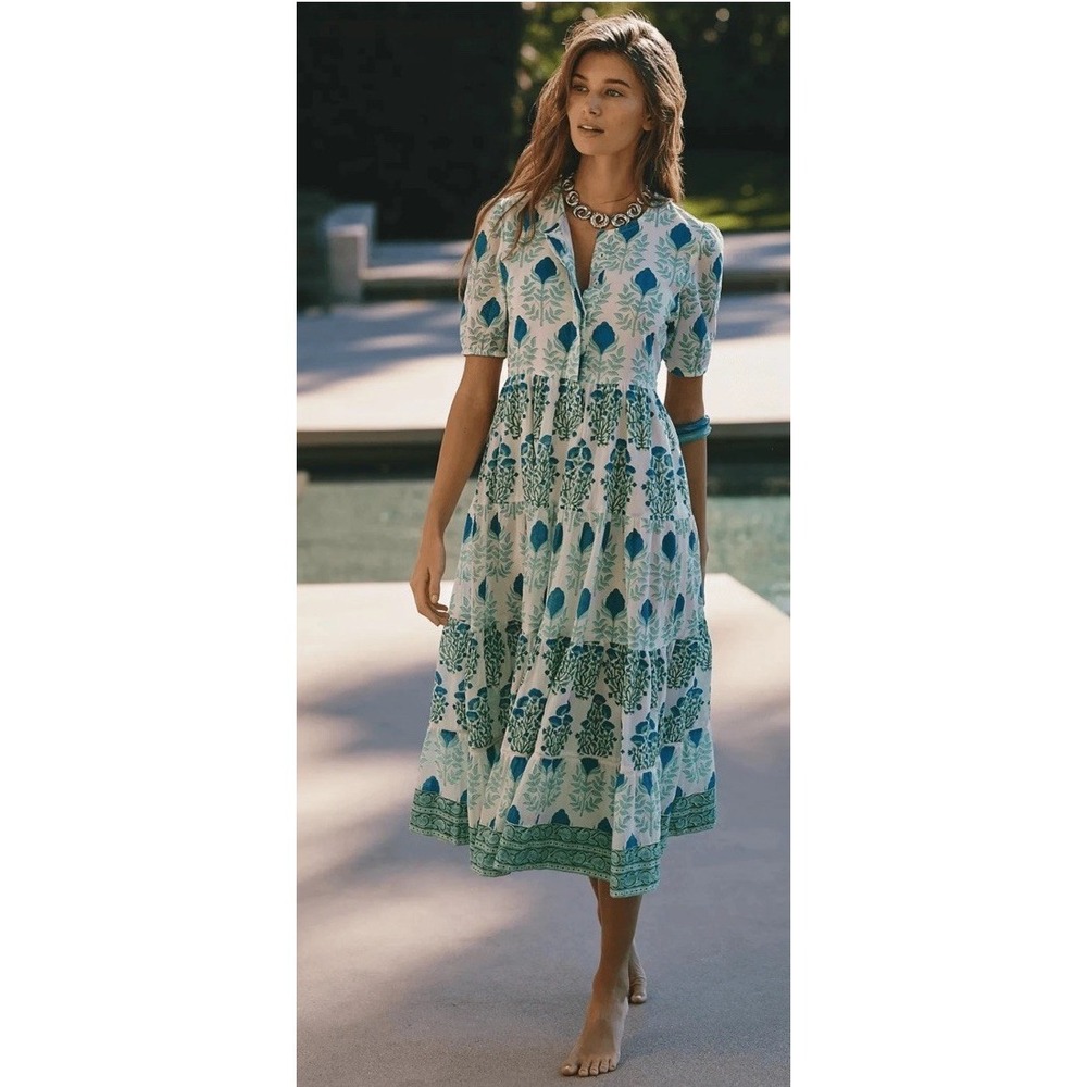 NWOT Anthropologie Ro's Garden‎ Daphne Midi Dress Size Small 100% Cotton Lined